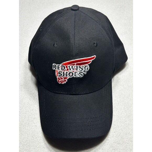 Red Wing Shoes Strapback Hat Baseball Cap Black Footwear Logo Boots OSFA - Picture 1 of 5